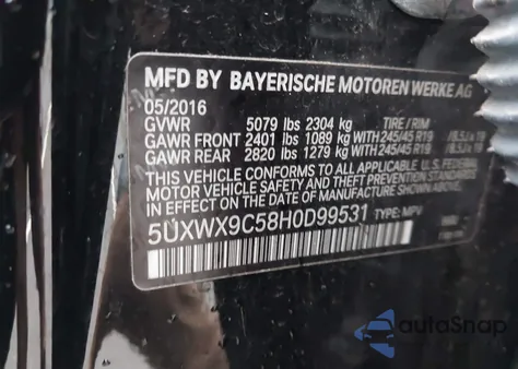 2017 BMW X3 xDrive28I from USA, damaged, VIN 5UXWX9C58H0D99531